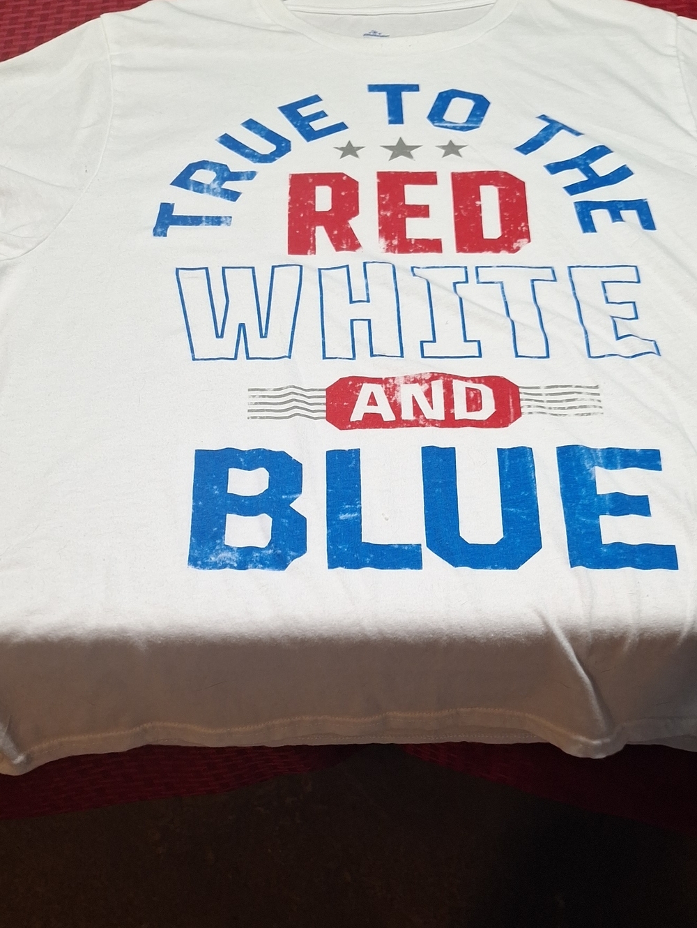 Kids White Graphic Tee - 'True to the Red White and Blue'